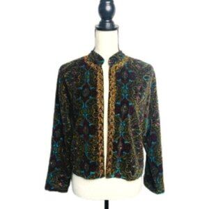 Chicos Rare Vintage Intricate Beaded Velvet Embroidered Paisley Blazer